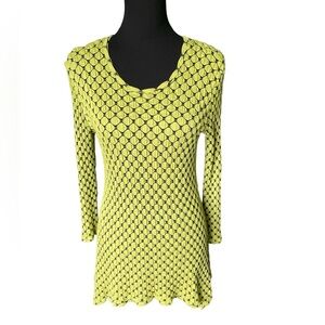 Tianello Asbury Tunic, Chartreuse & Black Honeycomb, Size Large, Made in the USA